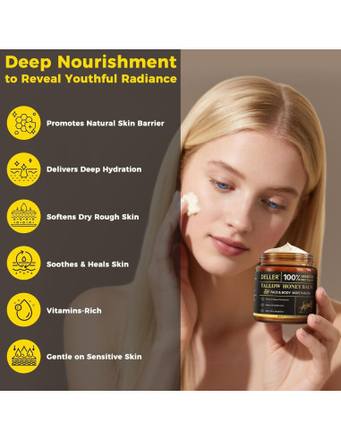 Bálsamo Facial Deller 248g Grasa de Res y Miel Natural