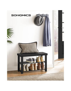 Banco para Zapatos SONGMICS de Bambú 3 Niveles Negro 70.1 cm 2
