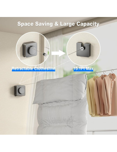 Tendedero Retráctil Antisagado Mustorn 4.6m Acero Inoxidable