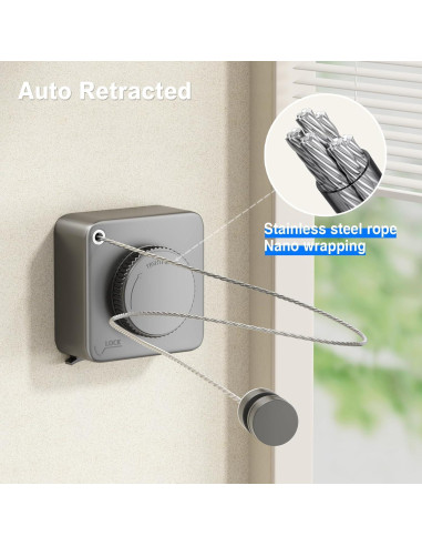 Tendedero Retráctil Antisagado Mustorn 4.6m Acero Inoxidable