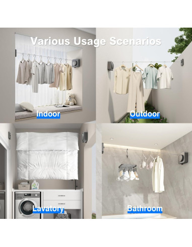 Tendedero Retráctil Antisagado Mustorn 4.6m Acero Inoxidable