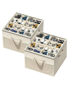 Organizador de Zapatos Aokeyee Beige - 2 Cajas Plegables con Divisores