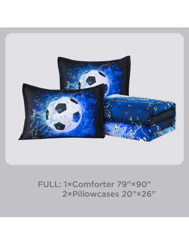 Conjunto de Sábanas de Fútbol 3D Andency Completo 3 Piezas