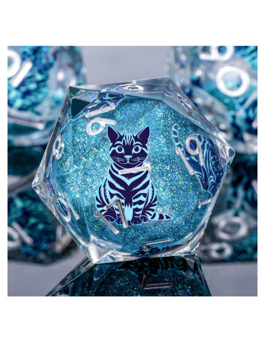 Juego de Dados DND KERWELLSI 7 Piezas Resina Azul