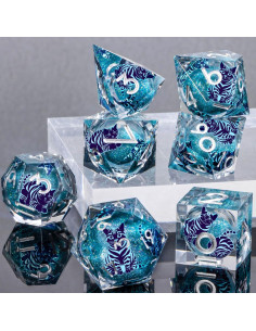 Juego de Dados DND KERWELLSI 7 Piezas Resina Azul 2