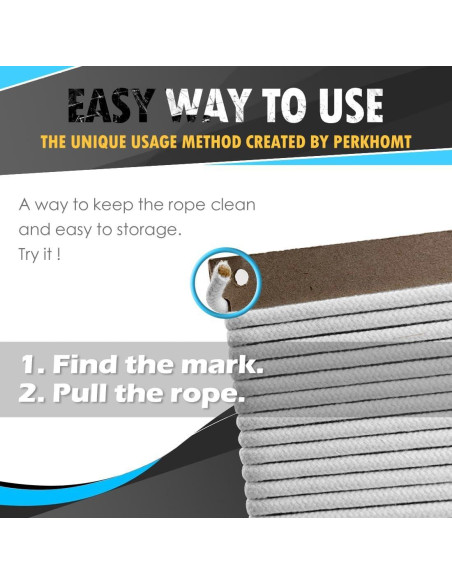 Cuerda de Algodón Trenzada 5mm 15.24m PH PerkHomy Blanco