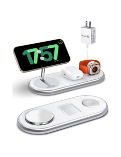 Estación de Carga 3 en 1 DOOLV para iPhone y Apple Watch Blanco