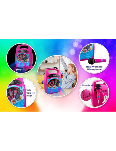 Karaoke Portátil eKids Trolls World Tour Bluetooth 1.04kg