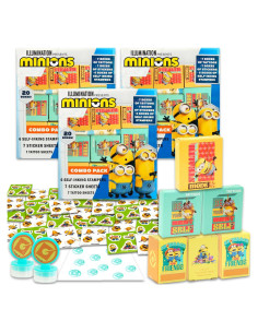 Conjunto de Favor de Fiesta Minions - 60 Cajas con Pegatinas y Tatuajes