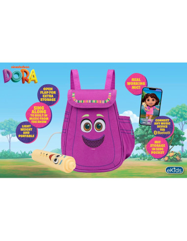 Boombox Karaoke Bluetooth ekids Dora con Micrófono