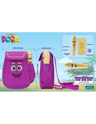Boombox Karaoke Bluetooth ekids Dora con Micrófono