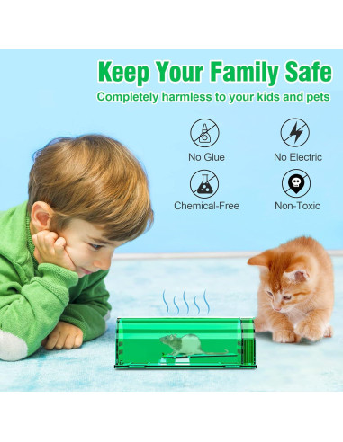 Trampas Humanas para Ratones Wanqueen 4 Pcs Reutilizables