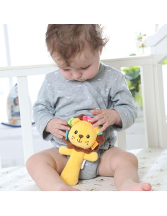 Sonajero de Peluche León RIY para Bebés - 17 cm, Seguro y Colorido 2