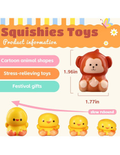 12 Juguetes Antiestrés Squishies de Animales Bravobeauty 2