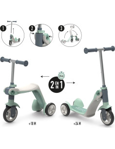 Scooter Triciclo Smoby Switch 2 en 1 para Niños 18 Meses a 3 Años 2