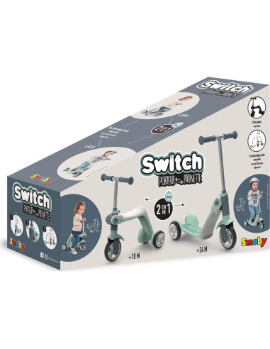 Scooter Triciclo Smoby Switch 2 en 1 para Niños 18 Meses a 3 Años