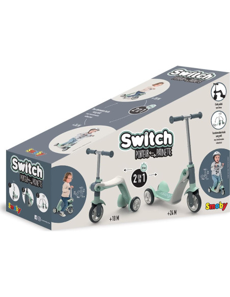 Scooter Triciclo Smoby Switch 2 en 1 para Niños 18 Meses a 3 Años Scooter Triciclo Smoby Switch 2 en 1 para Niños 18 Meses a 3 Años