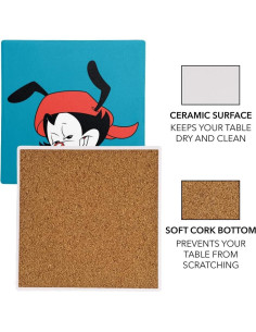 Set de 2 Posavasos de Cerámica Animaniacs 9.9 cm con Base de Corcho 2