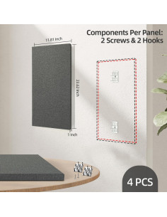 Paneles Acústicos Art3dwall 4 PCS 61x30.5cm Aislantes Sonido Gris 2