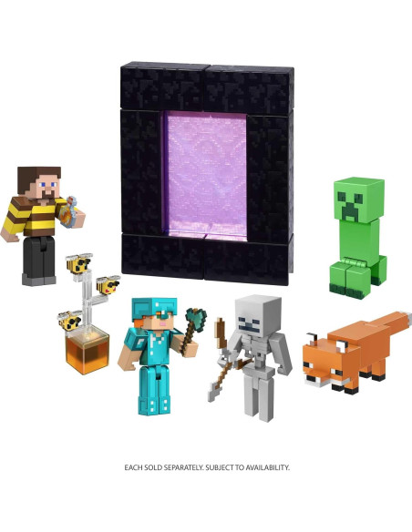 Figura de Acción Minecraft Abeja Mattel 8.25 cm con Portal
