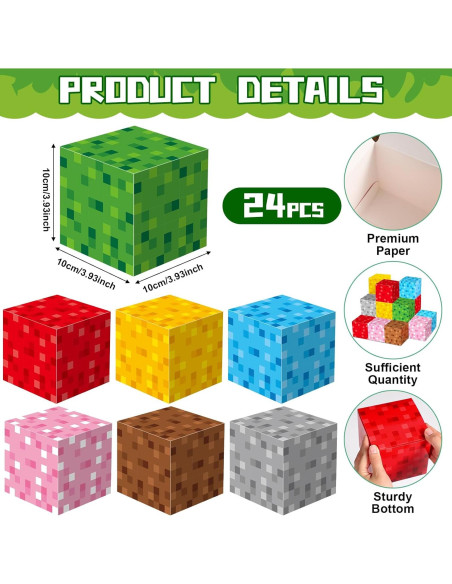 24 Mini Cajas de Sorpresa Pixel para Fiesta de Cumpleaños