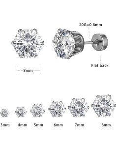 Aretes Hipoalergénicos VOLUKA de Zirconia Cúbica 316L - Set de 6 Tamaños 2