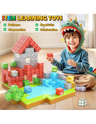 Bloques Magnéticos Toylogy 100 Pcs Dinosaurio del Bosque