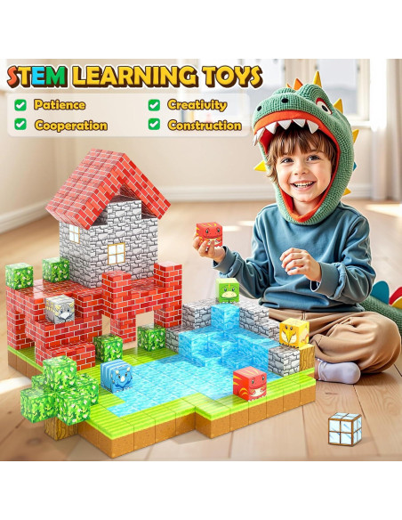 Bloques Magnéticos Toylogy 100 Pcs Dinosaurio del Bosque Bloques Magnéticos Toylogy 100 Pcs Dinosaurio del Bosque