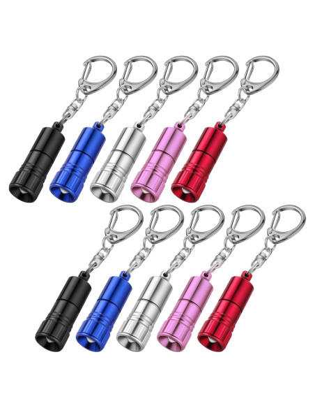 10 Llaveros Linterna LED Mudder Portátiles 4x1.2cm Batería Incluida
