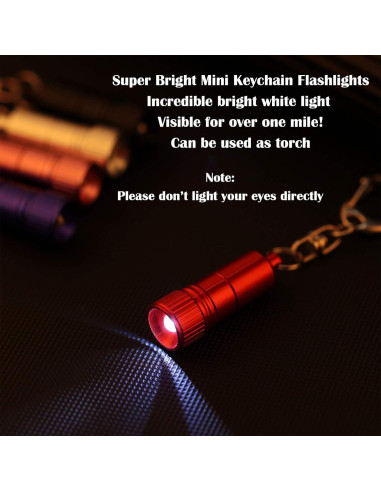 10 Llaveros Linterna LED Mudder Portátiles 4x1.2cm Batería Incluida