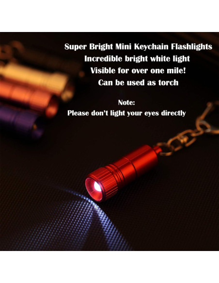 10 Llaveros Linterna LED Mudder Portátiles 4x1.2cm Batería Incluida