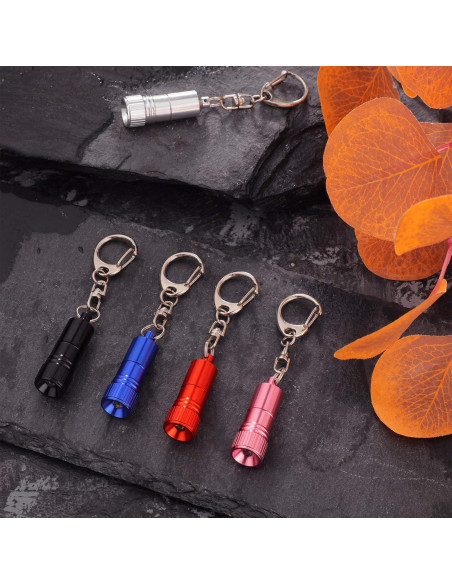10 Llaveros Linterna LED Mudder Portátiles 4x1.2cm Batería Incluida