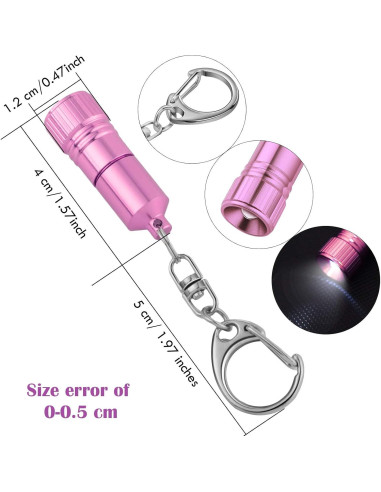 10 Llaveros Linterna LED Mudder Portátiles 4x1.2cm Batería Incluida