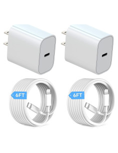 Cargador Rápido USB C 20W para iPhone 14/13/12 - 2 Pack