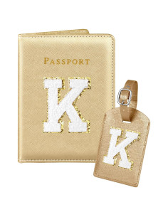 Conjunto de Etiquetas de Equipaje y Funda de Pasaporte Slohif Dorado
