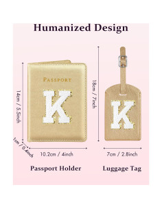 Conjunto de Etiquetas de Equipaje y Funda de Pasaporte Slohif Dorado 2