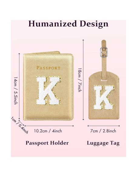 Conjunto de Etiquetas de Equipaje y Funda de Pasaporte Slohif Dorado