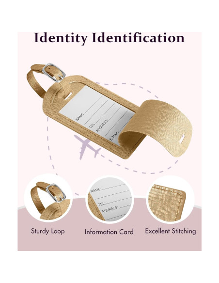 Conjunto de Etiquetas de Equipaje y Funda de Pasaporte Slohif Dorado