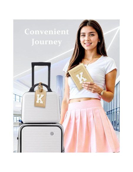 Conjunto de Etiquetas de Equipaje y Funda de Pasaporte Slohif Dorado