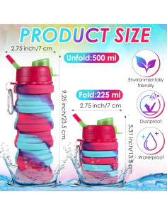 Paquete de 5 Botellas de Agua Plegables JOUTYFOR 500 ml Silicona 2