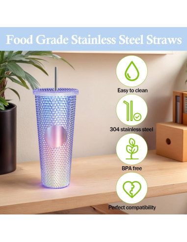 Popotes de Acero Inoxidable QUVIAE 10.5" Reutilizables 6 PCS