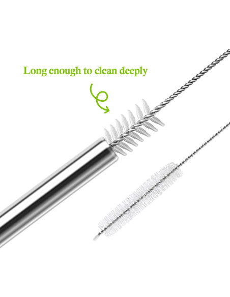 Popotes de Acero Inoxidable QUVIAE 10.5" Reutilizables 6 PCS