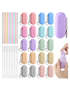 20 Sets de Pajitas Reutilizables Simarro con Estuche y Cepillos