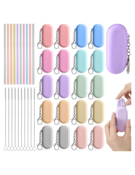 20 Sets de Pajitas Reutilizables Simarro con Estuche y Cepillos