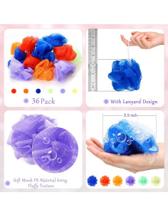 Esponjas de Ducha Loofah Raiten 36 Pack Colores Asortidos 7.62 cm 2