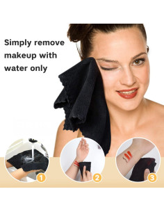 Toalla de limpieza facial reutilizable SUNLAND 30x30cm 12 Pzas Negra 2