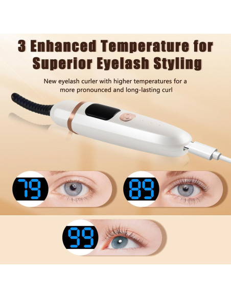 Rizadora de Pestañas Eléctrica Acavado HEC4 Rosa 3 Temperaturas