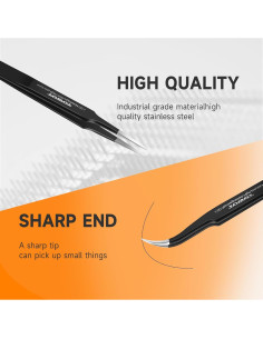 Juego de Pinzas de Precisión TOWOT 3 PCS Acero Inoxidable 2