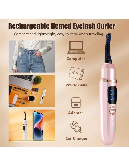 Rizadora de Pestañas Eléctrica Acavado HEC4 Rosa 3 Temperaturas