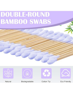 5000 Bastones de Algodón Orgánico Heigble 7 cm Púrpura Doble Punta 2